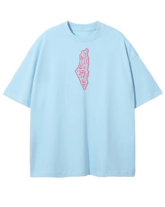 Sky Blue Palestine Map Tee — Watermelon Backprint
