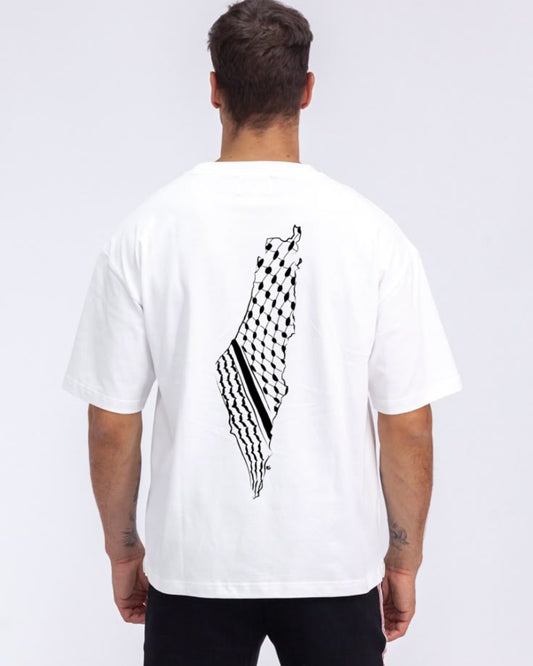 Palestine Keffiyeh Map Tee (White)